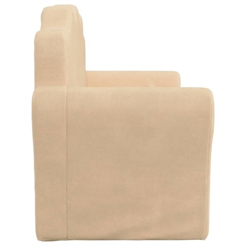 2-OS. SOFA DLA DZIECI ROZKŁADANA KREMOWA MIĘKKI PLUSZ