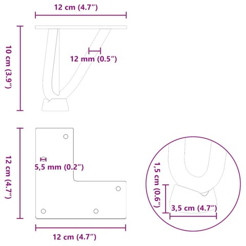 NOGI DO STOLIKA KAWOWEGO Z SZPILKAMI 4 SZT. 10CM SOLIDNA STAL