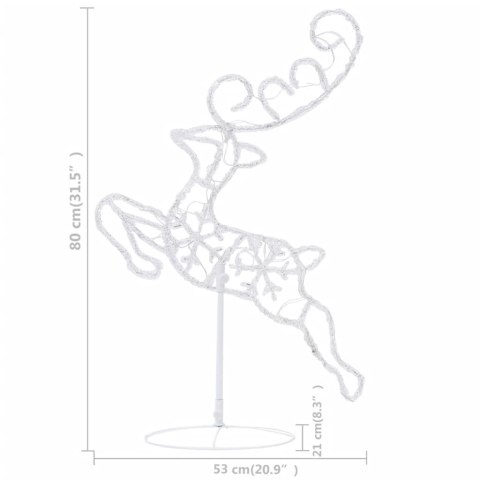 ŚWIĄTECZNE LECĄCE RENIFERY Z SANIAMI AKRYL 260X21X87CM