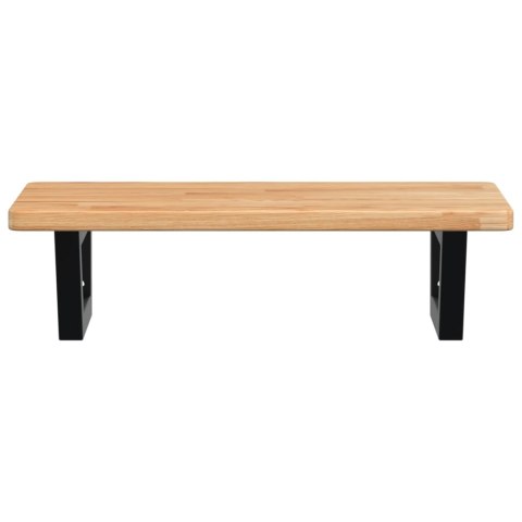 PÓŁKA ŚCIENNA POD UMYWALKĘ STAL I LITE DREWNO DĘBOWE