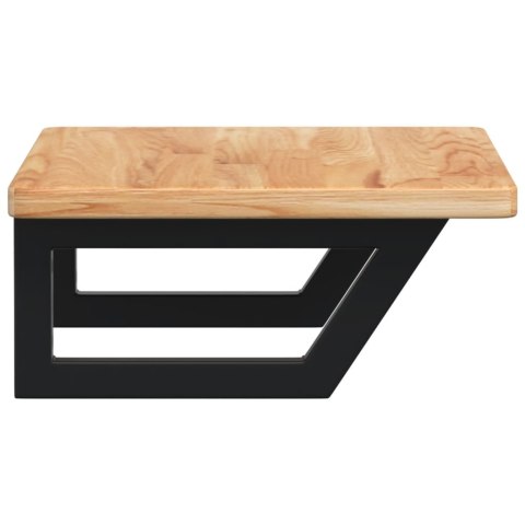 PÓŁKA ŚCIENNA POD UMYWALKĘ STAL I LITE DREWNO DĘBOWE