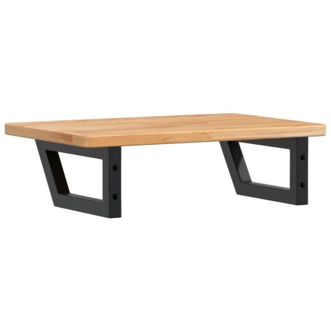 PÓŁKA ŚCIENNA POD UMYWALKĘ STAL I LITE DREWNO DĘBOWE