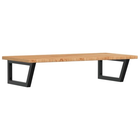 PÓŁKA ŚCIENNA POD UMYWALKĘ STAL I LITE DREWNO DĘBOWE