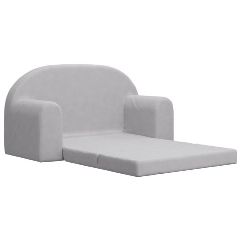 2-OS. SOFA DLA DZIECI ROZKŁADANA JASNOSZARA MIĘKKI PLUSZ