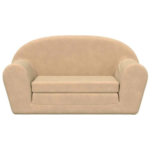 2-OS. SOFA DLA DZIECI ROZKŁADANA KREMOWA MIĘKKI PLUSZ