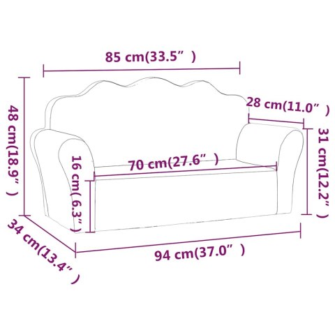 SOFA DLA DZIECI 2-OS. KREMOWA MIĘKKI PLUSZ