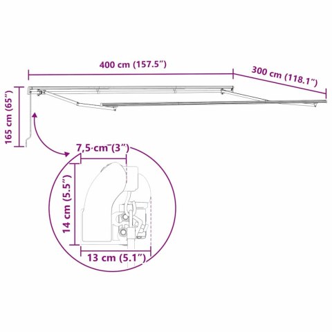 MANUALNA MARKIZA CHOWANA POMARAŃCZOWO-BRĄZOWA 400X300CM