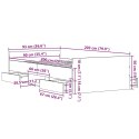 RAMA ŁÓŻKA BEZ MATERACA CZARNY DĄB 90X200CM Z DREWNA INŻYNIERYJNEGO