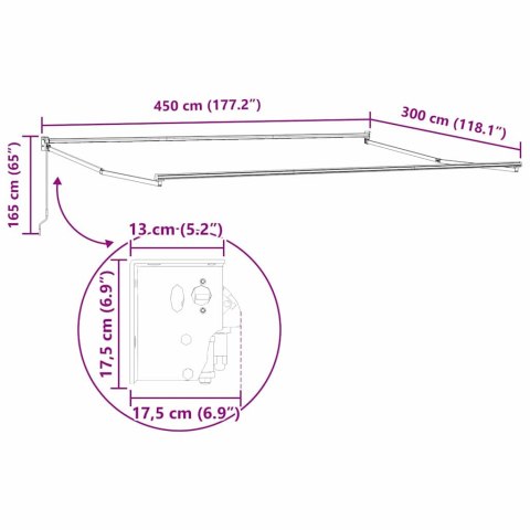 RĘCZNA CHOWANA MARKIZA CZARNA 450X300CM