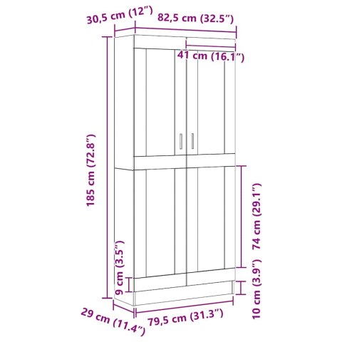 REGAŁY NA KSIĄŻKI 2 SZT. CZARNY DĄB 82,5X30,5X185CM DREWNO INŻYNIERYJNE