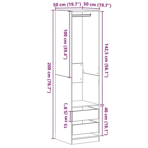 SZAFA CZARNY DĄB 50X50X200CM