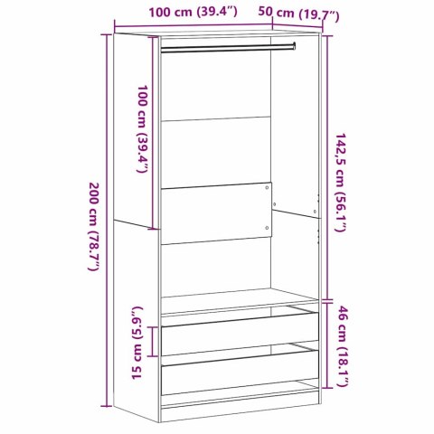 SZAFA W KOLORZE CZARNEGO DĘBU 100X50X200CM