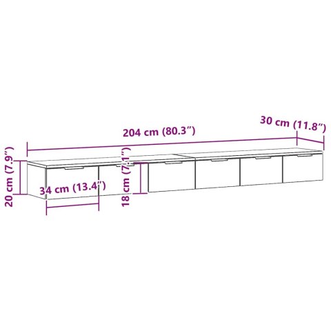 SZAFKI ŚCIENNE 2 SZT. CZARNY DĄB 102X30X20CM