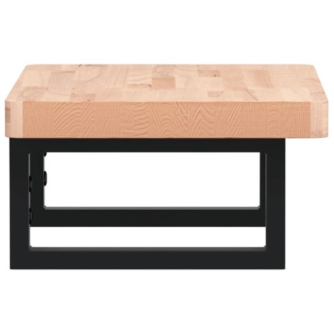 PÓŁKA ŚCIENNA POD UMYWALKĘ STAL I LITE DREWNO BUKOWE