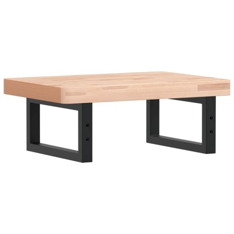 PÓŁKA ŚCIENNA POD UMYWALKĘ STAL I LITE DREWNO BUKOWE