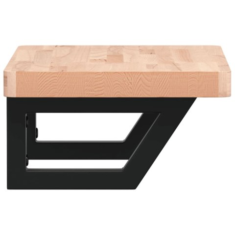 PÓŁKA ŚCIENNA POD UMYWALKĘ STAL I LITE DREWNO BUKOWE