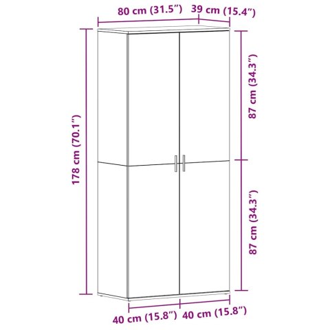 VidaXL Szafka na buty Szary Sonoma 80x39x180 cm Płyta wiórowa