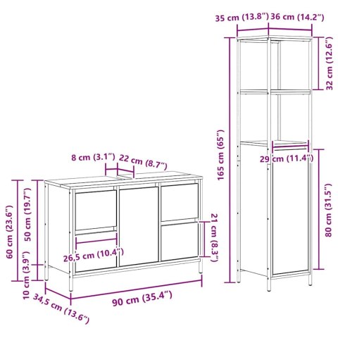 ZESTAW MEBLI ŁAZIENKOWYCH 2-CZĘŚCIOWY CZARNY DĄB