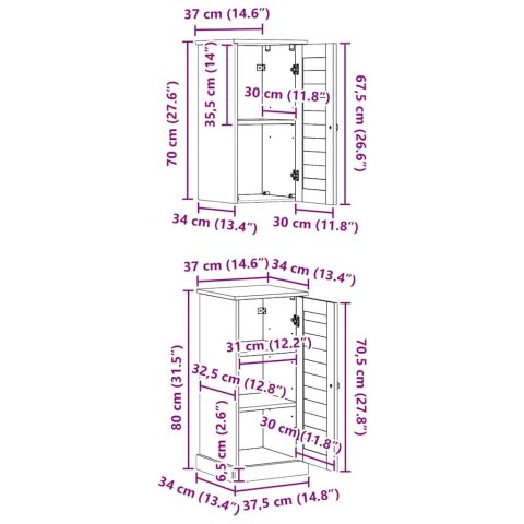 ZESTAW MEBLI ŁAZIENKOWYCH Z PÓŁKĄ 2 SZT. BRĄZOWY I BRĄZOWY MIÓD