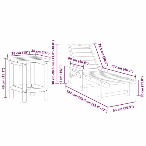 3-CZĘŚCIOWY ZESTAW LEŻAKÓW OGRODOWYCH