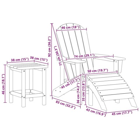 3-CZĘŚCIOWY ZESTAW WYPOCZYNKOWY DO OGRODU GRANATOWY HDPE