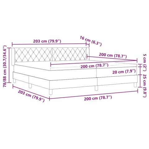 BOX SPRING BED Z MATERACEM JASNOSZARY 200X200CM AKSAMIT