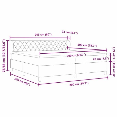 ŁÓŻKO BOX SPRING Z MATERACEM JASNOSZARY 200X200CM AKSAMIT