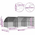 KLATKA DLA KUR SREBRNY 600X 200X 198.5CM STAL GALWANIZOWANA