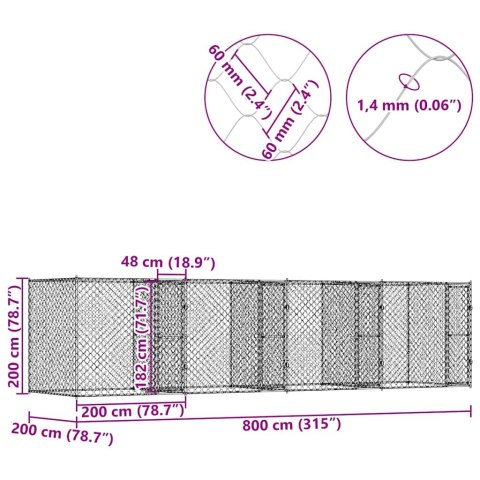 KLATKA DLA PSA STAL GALWANIZOWANA MOCNA I TRWALA OCHRONA 800X200X200