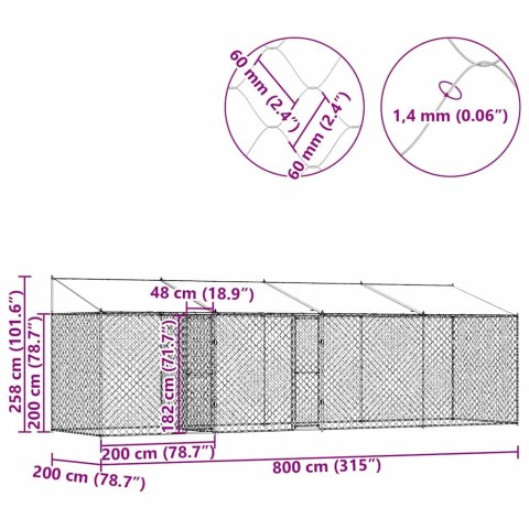 KLATKA DLA PSA STAL GALWANIZOWANA MOCNA I TRWALA OCHRONA 800X200X256