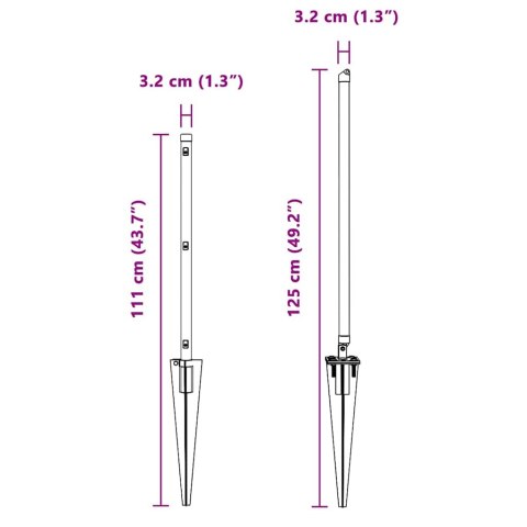 SŁUPKI OGRODZENIOWE Z KOŃCÓWKĄ 26 SZT. Ø32MM 80CM ZE STALI OCYNKOWANEJ