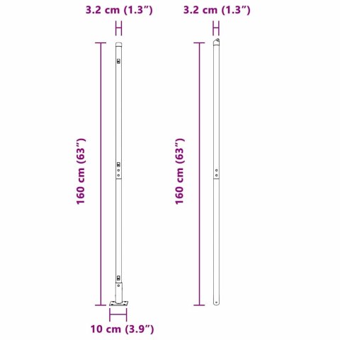 SŁUPKI OGRODZENIOWE Z PODSTAWAMI 52 SZT. Ø32MM 83,5CM STAL OCYNKOWANA