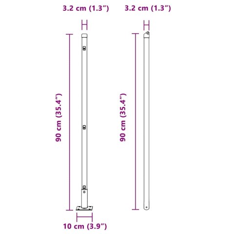 SŁUPKI OGRODZENIOWE Z PODSTAWAMI 52 SZT. Ø32MM 90CM ZE STALI OCYNKOWANEJ