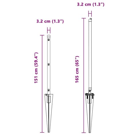SŁUPKI OGRODZENIOWE Z WBITYM KOŃCEM 26 SZT. Ø32MM 120CM STAL OCYNKOWANA