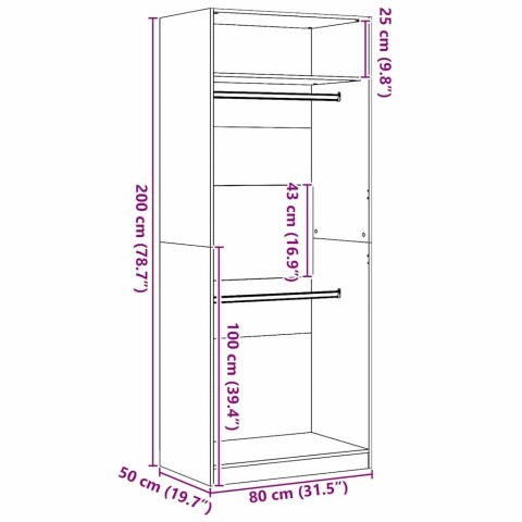 SZAFA CZARNY DĄB 80X50X200CM