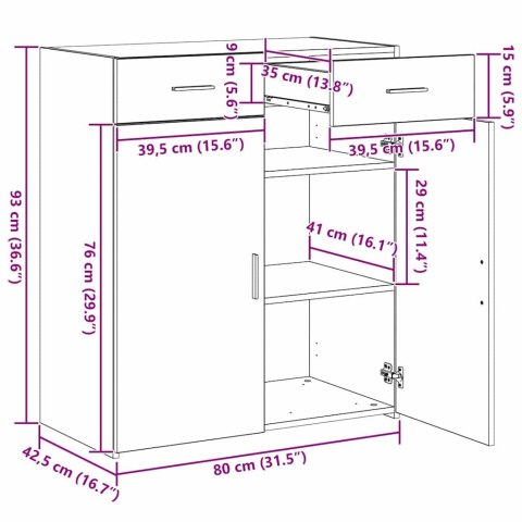 SZAFKA DO PRZECHOWYWANIA DĄB RZEMIEŚLNICZY 80X42.5X93.5CM