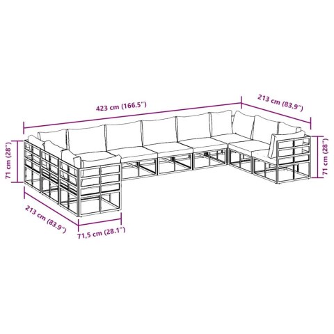 ZESTAW SOF NA OGRÓD 10 PCS CZARNY 423X 213X 71CM ALUMINIUM