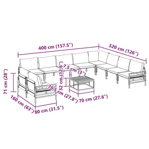 ZESTAW SOF NA OGRÓD 11 PCS ANTRACYT STAL