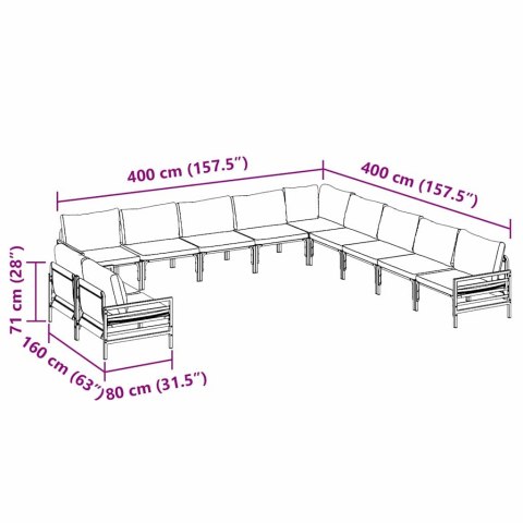 ZESTAW SOF NA OGRÓD 11 PCS ANTRACYT STAL