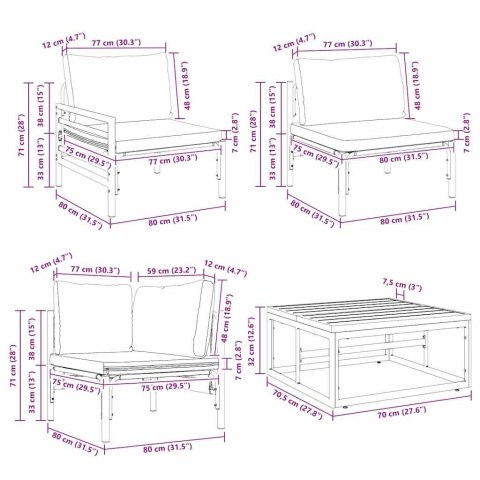 ZESTAW SOF NA OGRÓD 11 PCS ANTRACYTOWY STAL