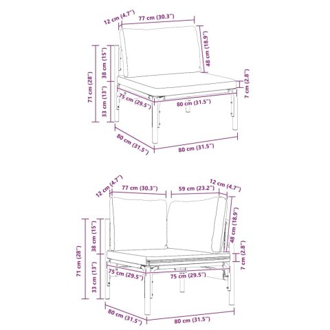 ZESTAW SOF NA OGRÓD 12 PCS ANTRACYT STAL