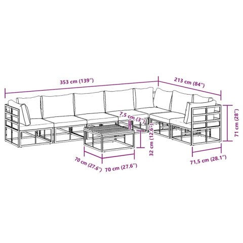ZESTAW SOF NA OGRÓD 8 PCS CZARNY 70X 70X 32CM ALUMINIUM
