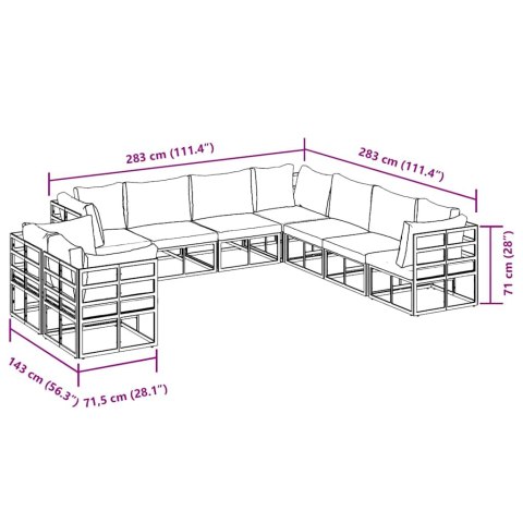 ZESTAW SOF NA OGRÓD 9 PCS CZARNY 283X 283X 71CM ALUMINIUM