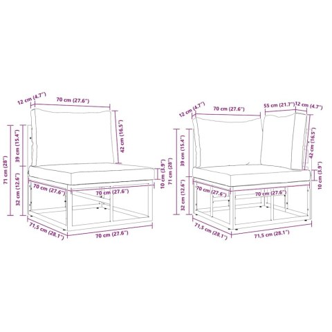 ZESTAW SOF NA OGRÓD Z PODUSZKĄ 11 PCS CZARNY ALUMINIUM