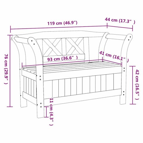 ŁAWKA OGRODOWA AKACJA 119X76X44CM Z LITEGO DREWNA