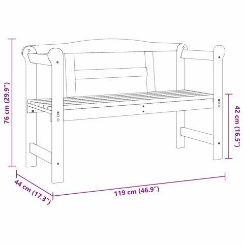 ŁAWKA OGRODOWA AKACJOWA 119X76X44CM LITE DREWNO