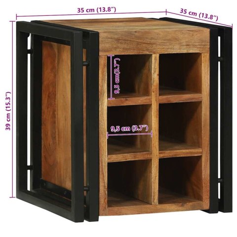 STOJAK NA WINO 34,5X35X39CM Z LITEGO DREWNA AKACJOWEGO