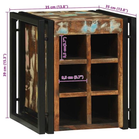 STOJAK NA WINO 34.5X35X39CM Z SOLIDNEGO DREWNA Z ODZYSKU