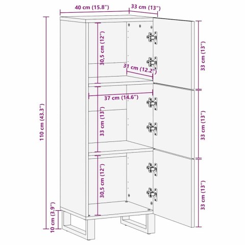 WYSOKA KOMODA 40X33.5X110CM Z LITEGO DREWNA MANGO