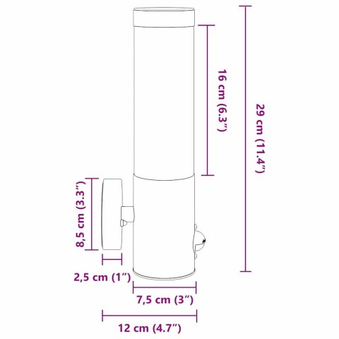 ZEWNĘTRZNA LAMPA ŚCIENNA Z CZUJNIKIEM CZARNA STAL NIERDZEWNA IP44